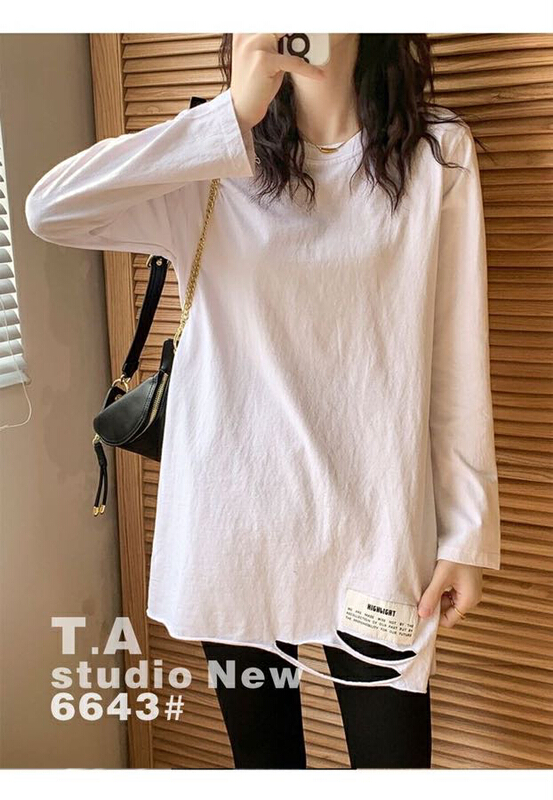 New year in early spring! [ta+] Korean round neck label long sleeve T-shirt 06643\xyy