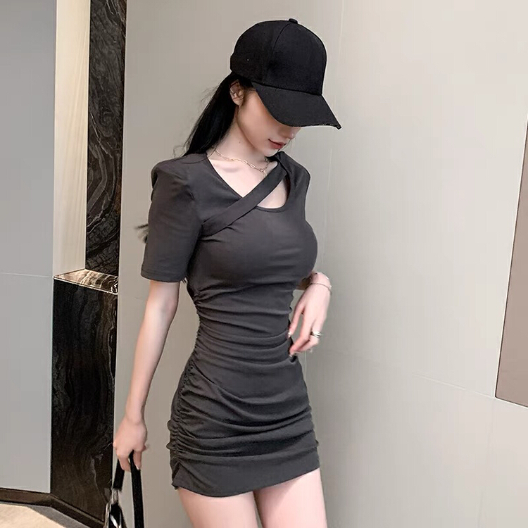 New year in early spring! [Hb] slim and pleated short sleeve dress 8203# PCZ