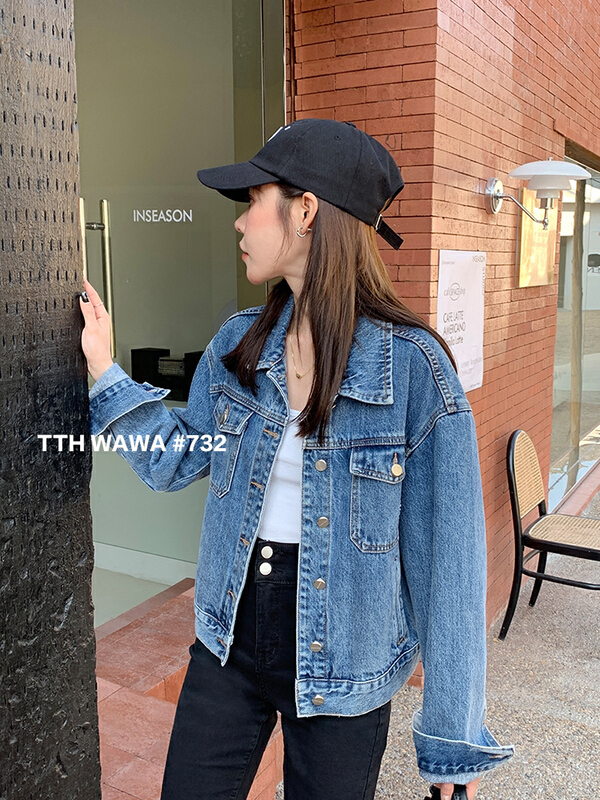 [Wawa] Korean casual versatile Vintage denim jacket 0732# CJJ