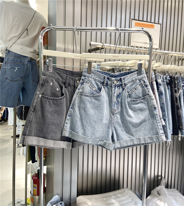 [icciicc] trendy personalized cuffed versatile denim shorts 900357# CLS