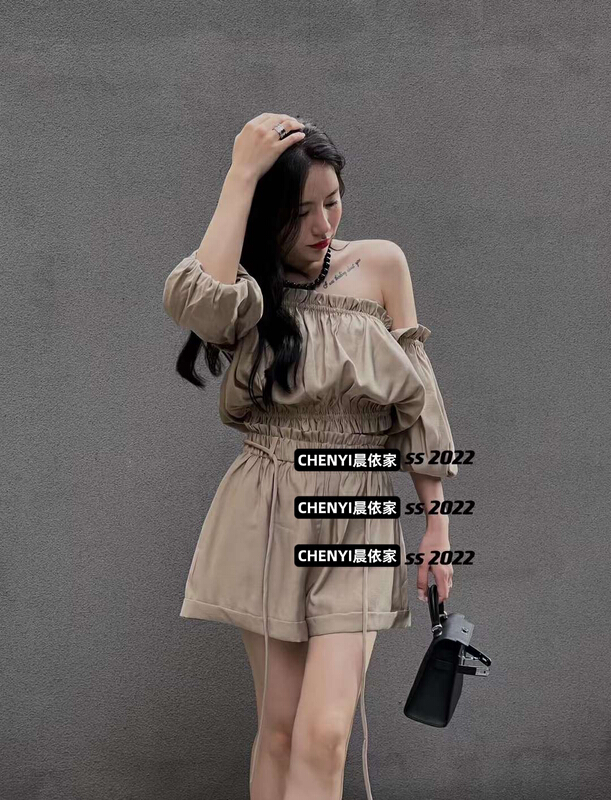 [Chenyi] temperament one shoulder shirt + loose fashion casual Shorts Set 997# XYY