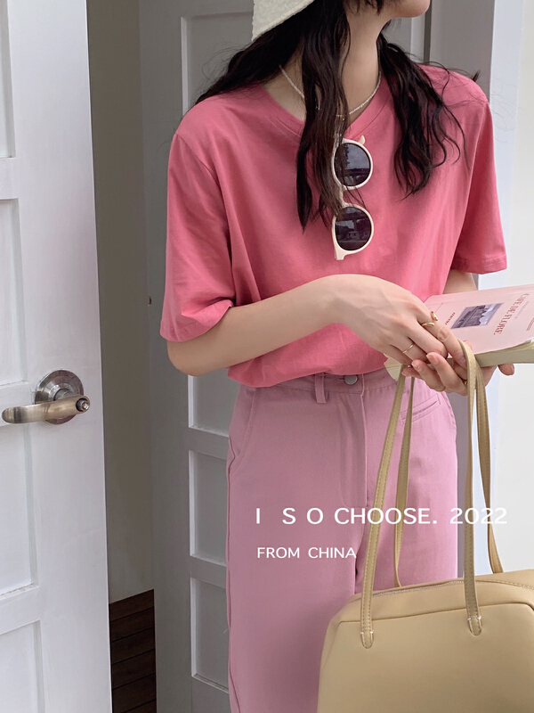 New in early summer! [ISO Korean] loose round neck Pullover short sleeve T-shirt 66011# hjy