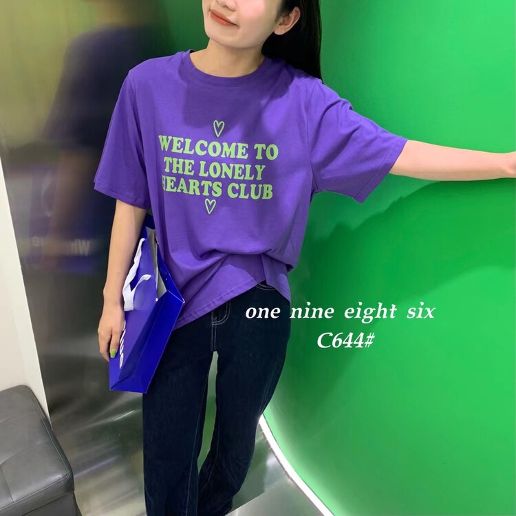 New in early summer! [1986] Korean simple letter printed short sleeve T-shirt 644# XYY