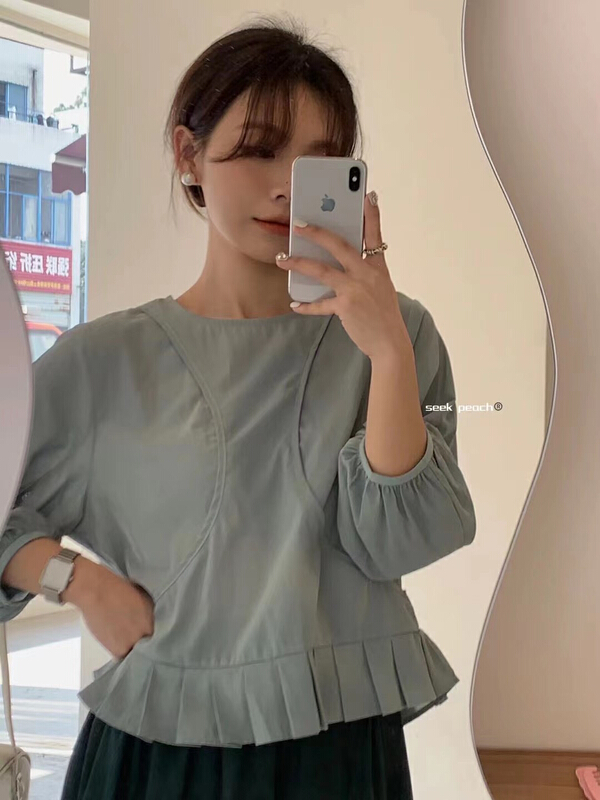 New year in early spring! [seek peach] solid color clean version comfortable small shirt 5083# ll