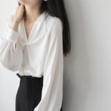 [style] acetic acid satin is simple and generous, Korean version, front twist, slim fit and versatile shirt 6626# JJ