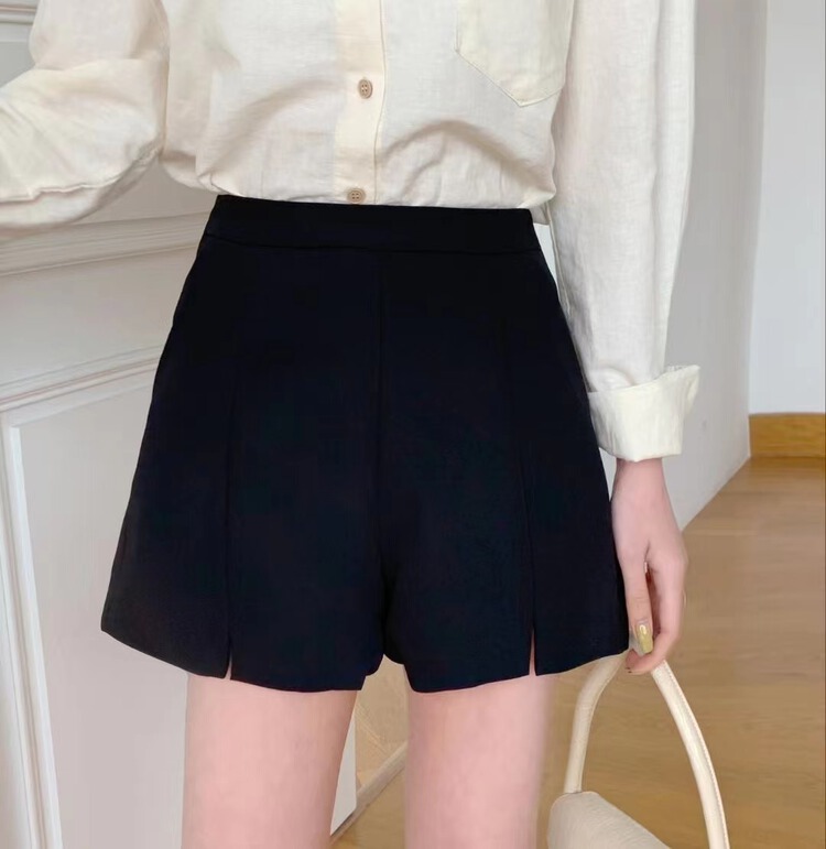 Early spring! [oz] high waist simple small slit casual shorts 8928# XJ