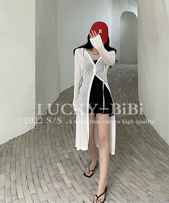 [lucky. Bibi] Korean loose hooded long sunscreen shirt ys1-1010# cqw