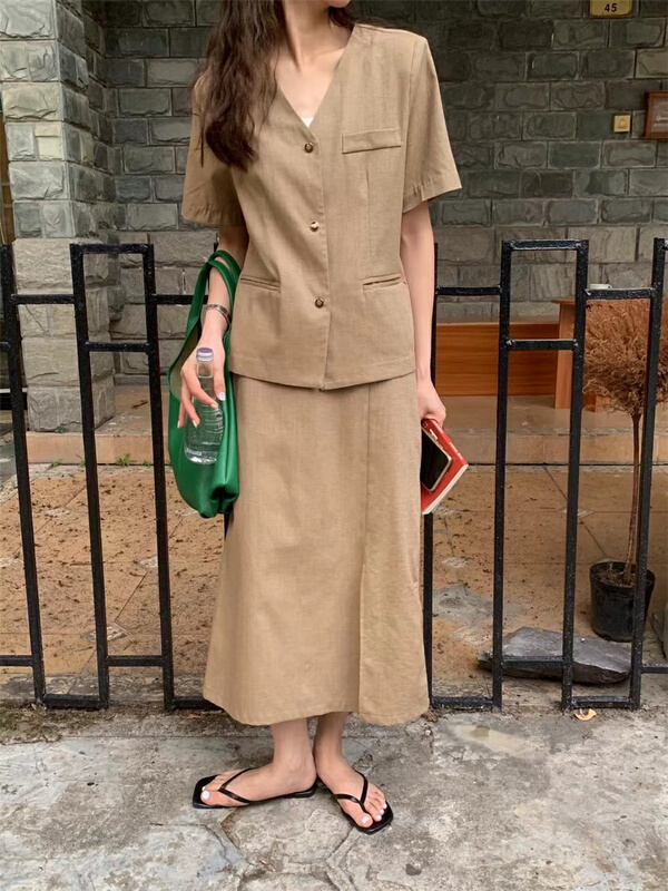 New in early summer! [forming-z] V-neck single breasted suit + temperament slim skirt suit 91032# zxl