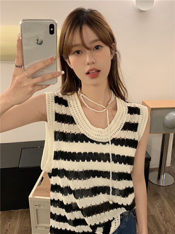 [yes] Korean style design sense hollow out loose knit blouse 22080# ozq