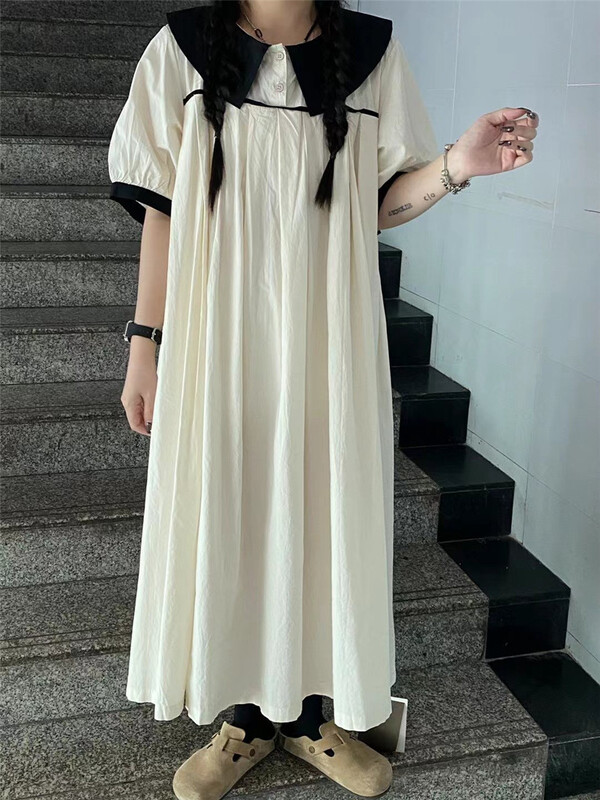 [Muxi] Korean style doll neck loose dress 1170# L