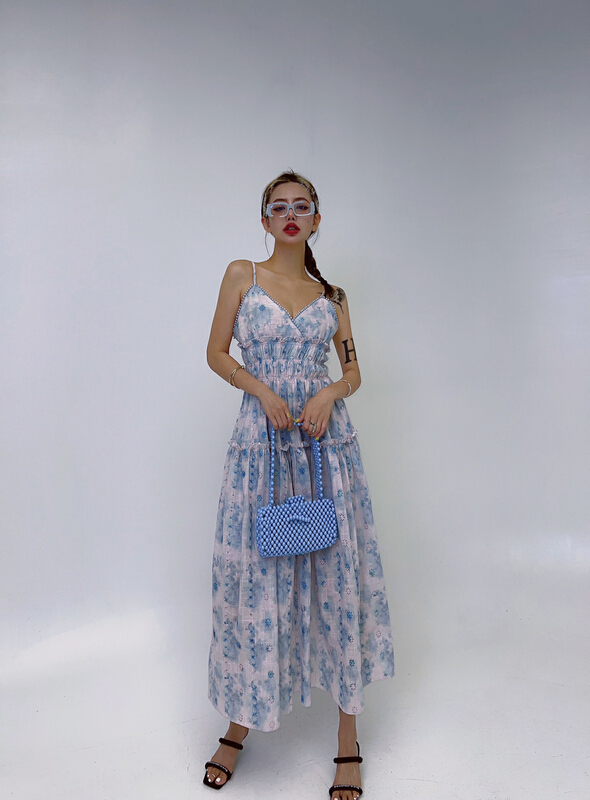 [d.two D2] new printed suspender dress 2203219# zxl