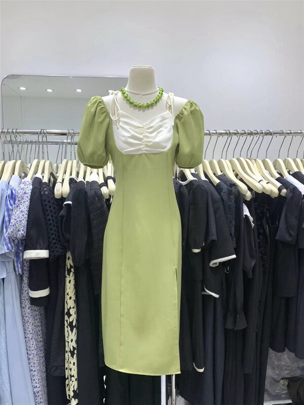 [u.me] Korean lady color contrast suspender dress (excluding necklace) 57975# hjy