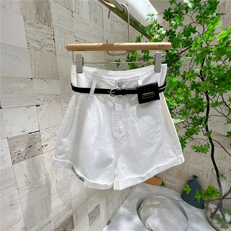 goods in stock! New in early summer! [CC] fashionable and versatile simple denim shorts (with belt) 81003-7# XYJ