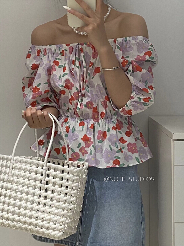 [note] Korean version in's temperament high-grade floral shirt 22378# HBx