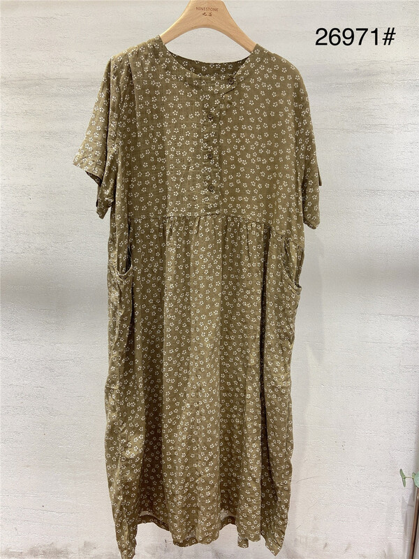 [ninestone nine stones] Vintage printed lady dress 26971# L