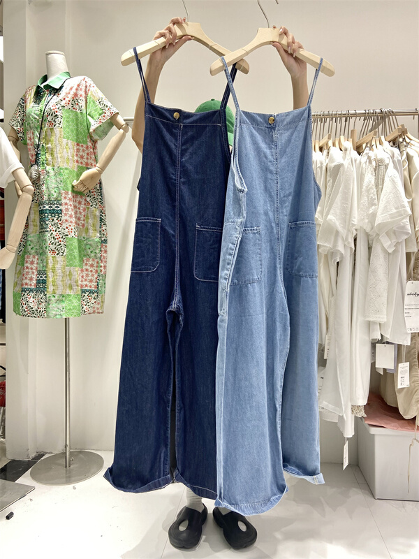 [nnbaby] simple retro loose denim suspender yn300-1# CLS
