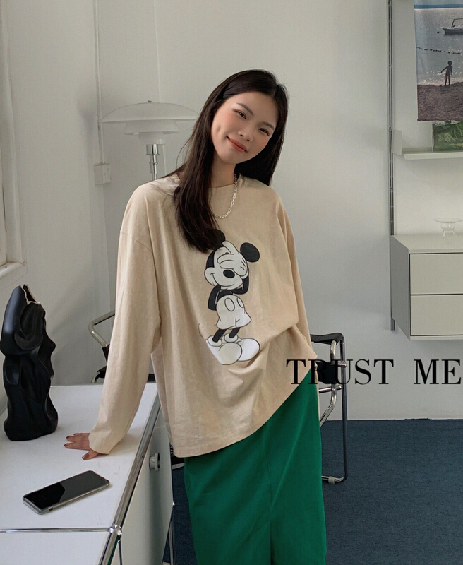 [trust me] Korean casual Mickey versatile long sleeve T-shirt 18630# YYW