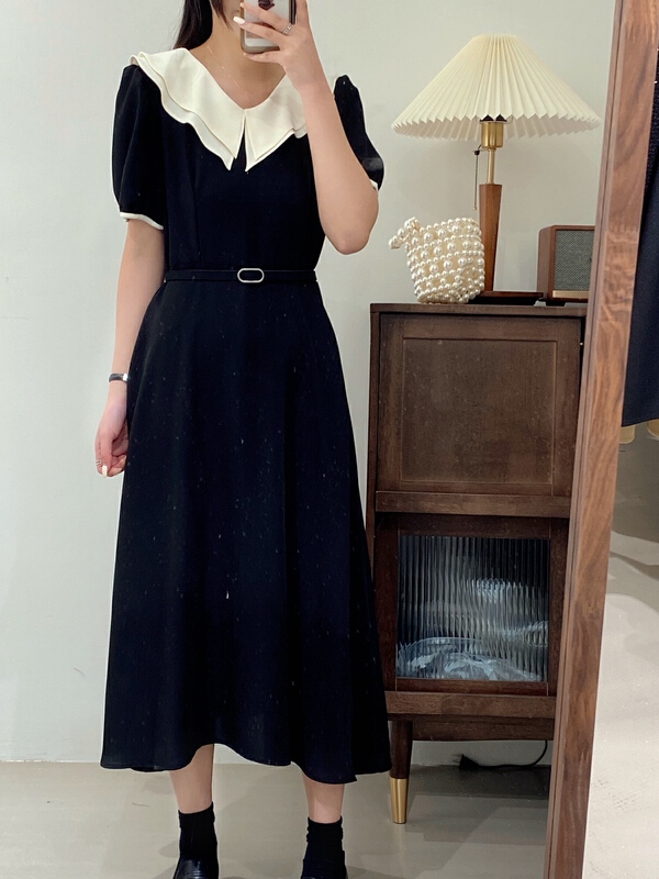 [chocolate] Korean doll neck loose dress (without belt) ys1-20022# L