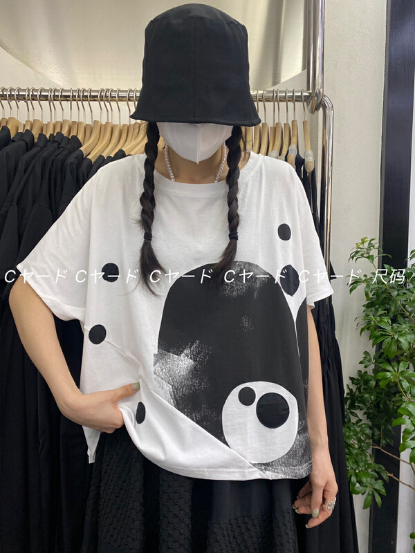 [size] large petal wave dot off shoulder short sleeve T-shirt 65583# LSW
