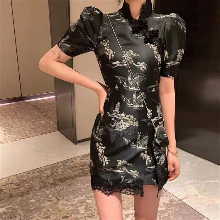 [little woman] embroidered satin dress (with bag) 22139# PCZ
