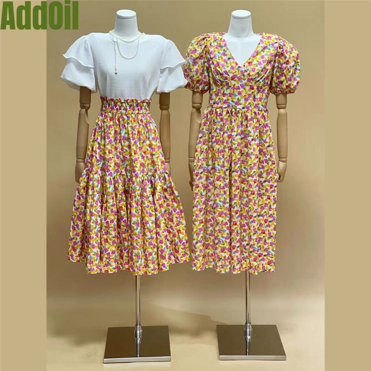[addoil] V-neck floral dress 922# zxl