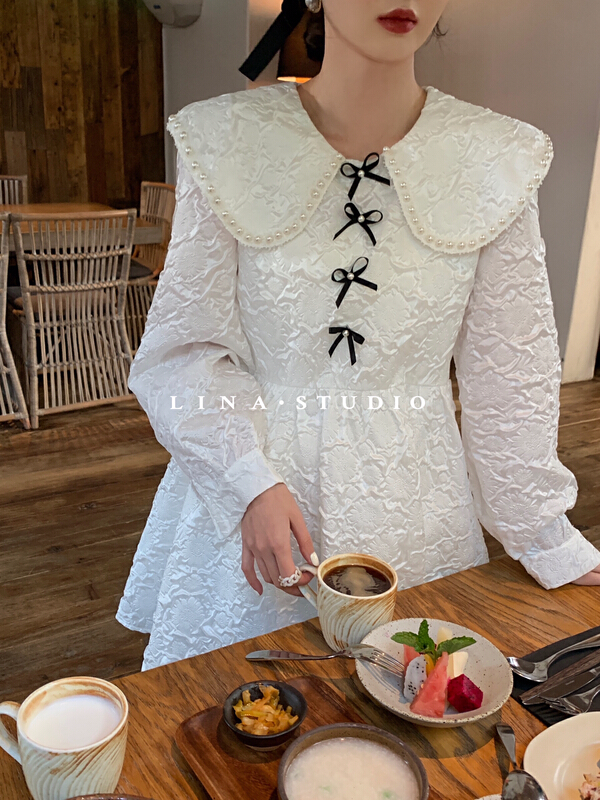 New year in early spring! [Lina] foreign style loose aging sweet bow design dress 0007# ZSY
