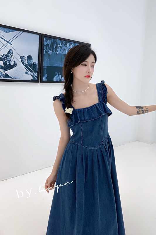 goods in stock! New in early summer! [benyan] Ruffle sleeveless aging denim dress 6058# zxx