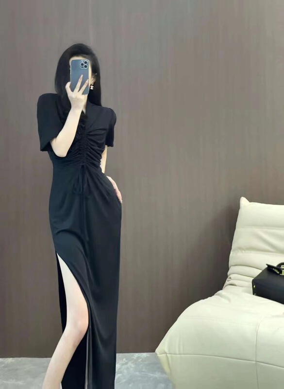 New in early summer! [mialiesy] Korean version clear color thin straight pants short sleeve dress 390# PCZ