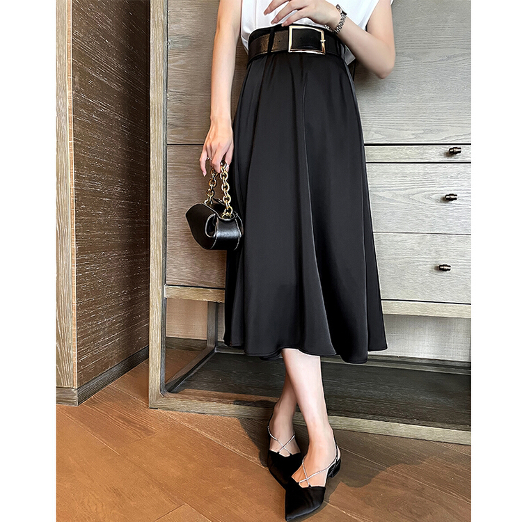 [Hanna Hanna] simple, light cooked, wind and thin skirt (with waist rope) m3170# XJ