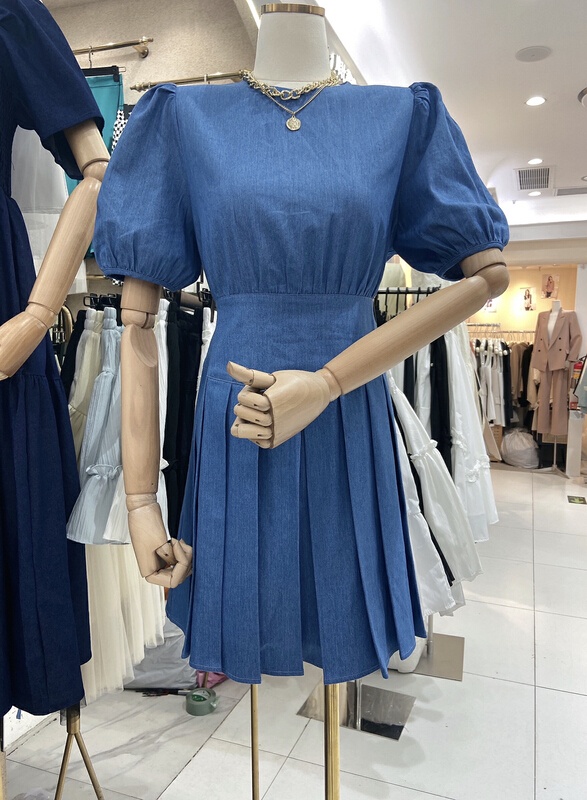 New in early summer! [Hello] Korean wash denim Pleated Dress ys6266# lwy