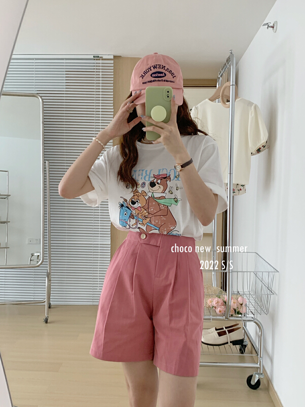 [choco] casual loose print short sleeve T-shirt (without matching) 8259# HBx