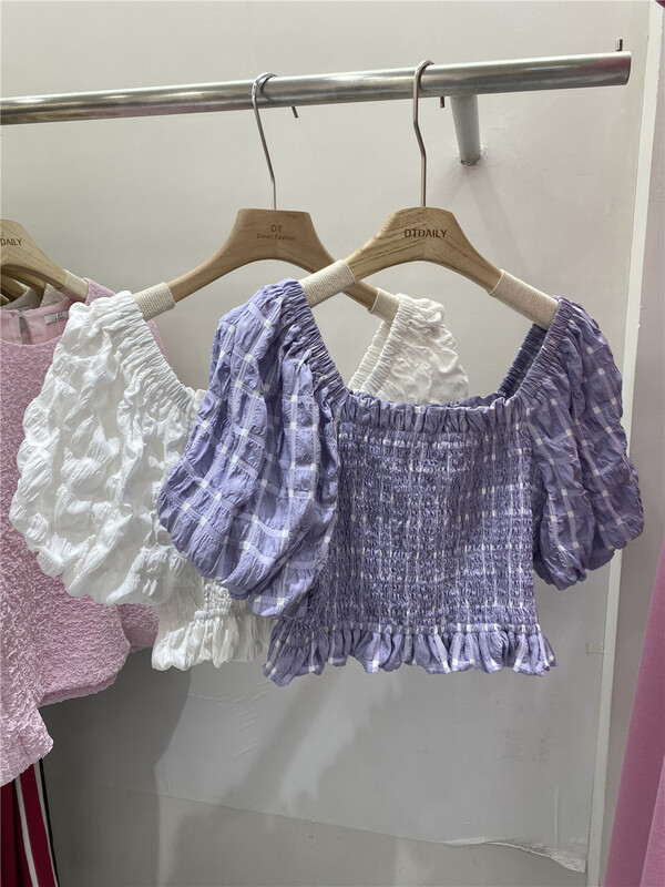 New in early summer! [DT] Korean version sweet Spice Girl Bubble Sleeve Blouse 9827# lwy