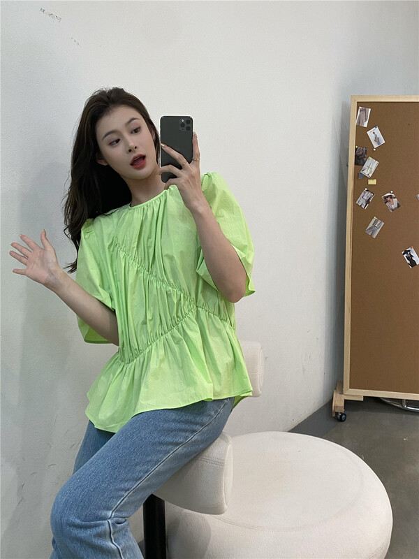 [modern 197] Korean version simple solid color small shirt 1513# zyh