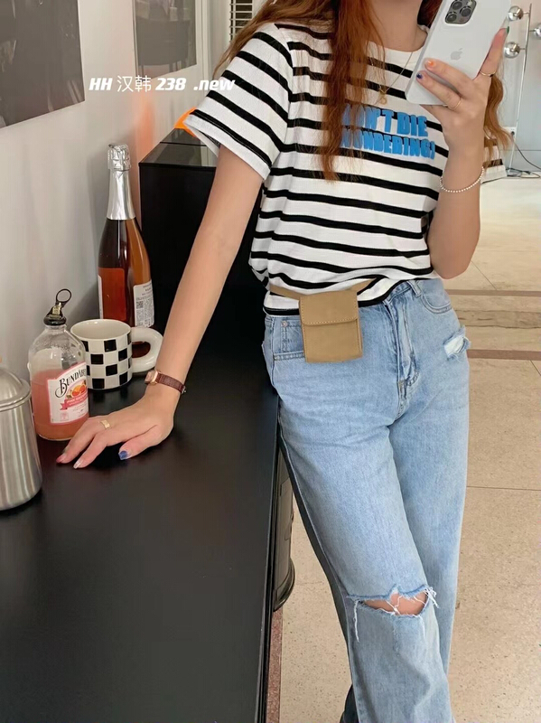 [HH & miss Lai] letter printed loose short sleeve T-shirt 238# L