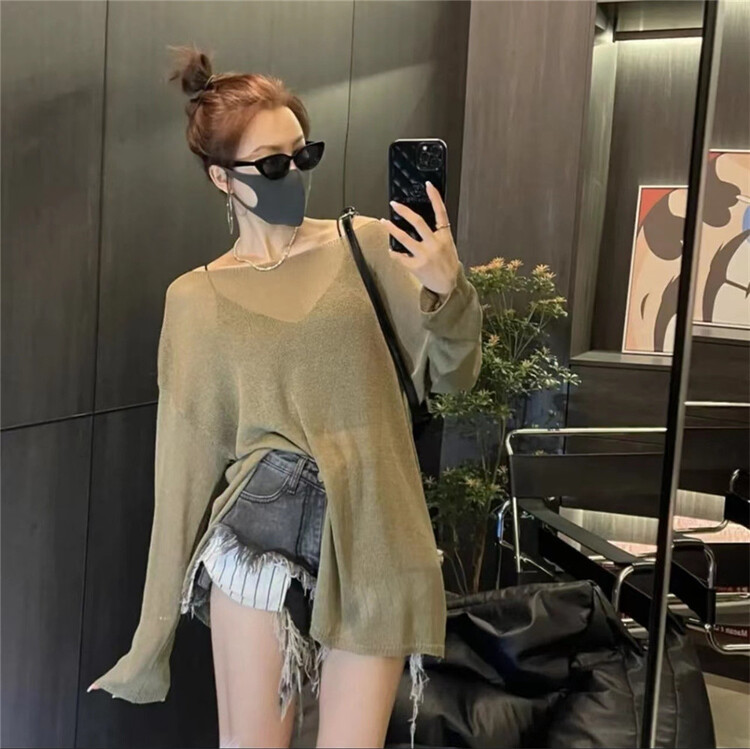[fox] Korean loose hollow out sunscreen shirt 1818# WTT