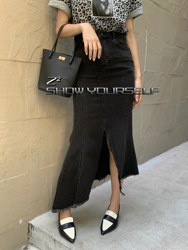 [Z2] Korean fashion slit fishtail denim skirt 8013# WTT