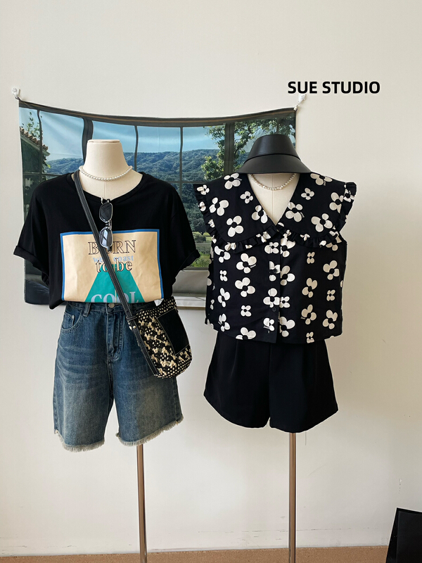 [Sue studio] baby collar flower comfortable blouse (only selling blouses) 98005# zjy