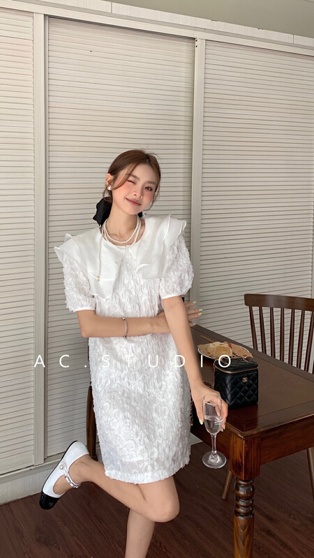 New in early summer! [A.C] Korean style double layer lotus leaf collar dress 11519# LSL