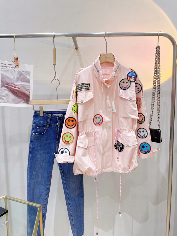 [sun] fashion smiley face patch windbreaker 2106t# jhy