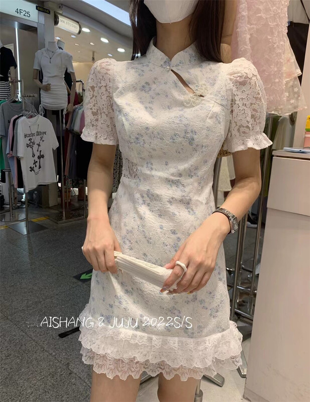 [AI Shang] Hong Kong Style Floral age reducing dress 33188# hjy