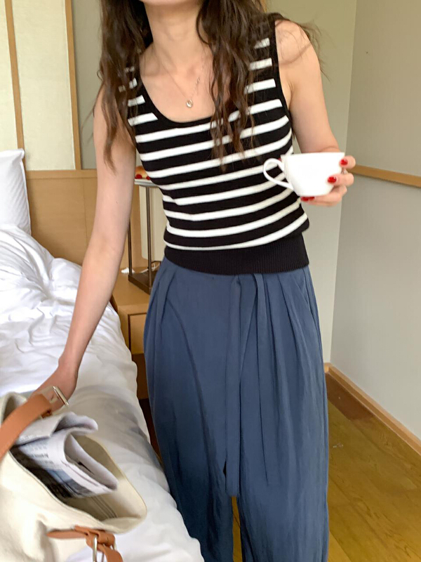 [Tn] simple and versatile striped vest xm9078# cqw
