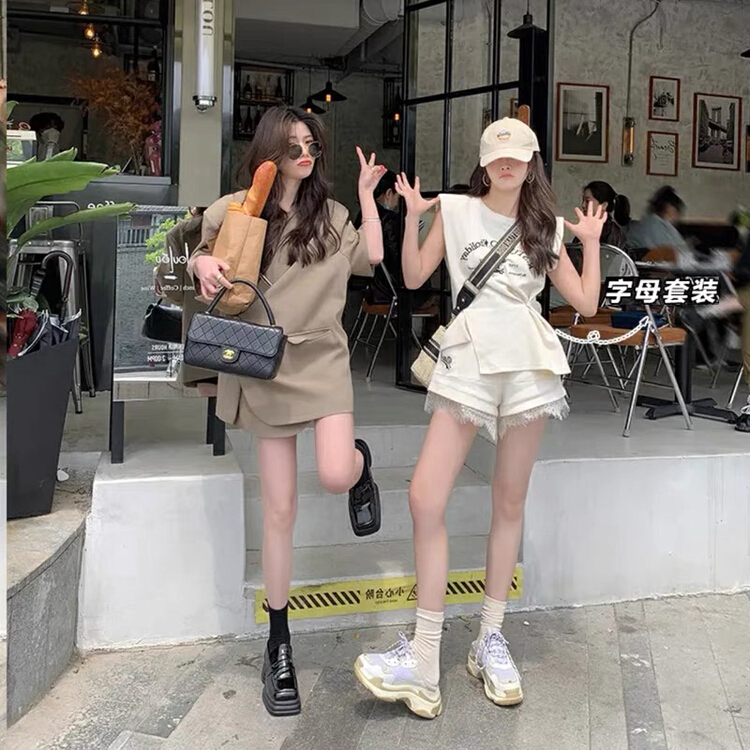 [M.H] Korean versatile Top + casual drawstring pants set 2465# PCZ