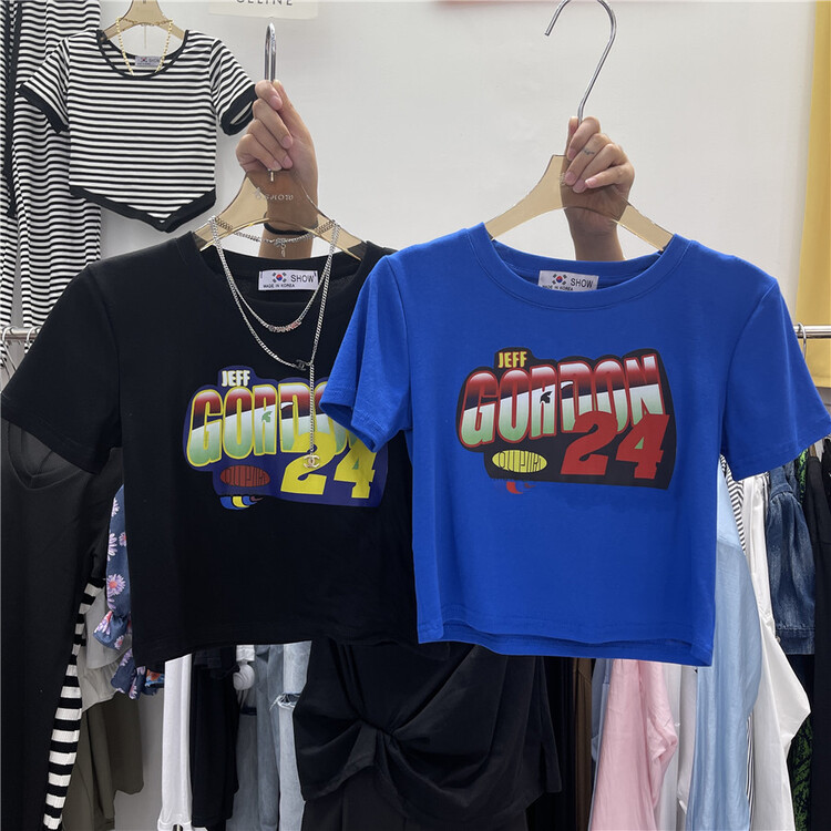 [show] letter printed short sleeved T-shirt (T-shirt only) 88636# ozq