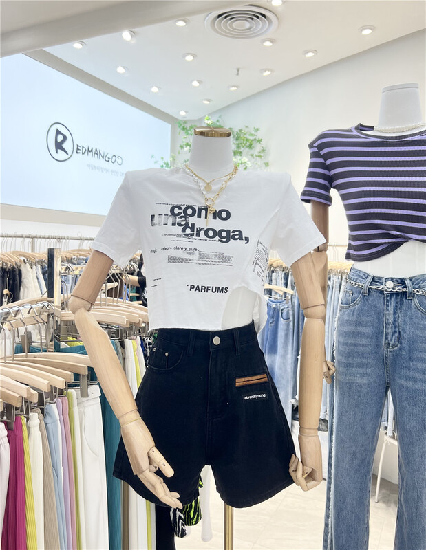 New in early summer! [iris iriisy] round neck lettered print trend short sleeve T-shirt (excluding necklace) 1029# LSL