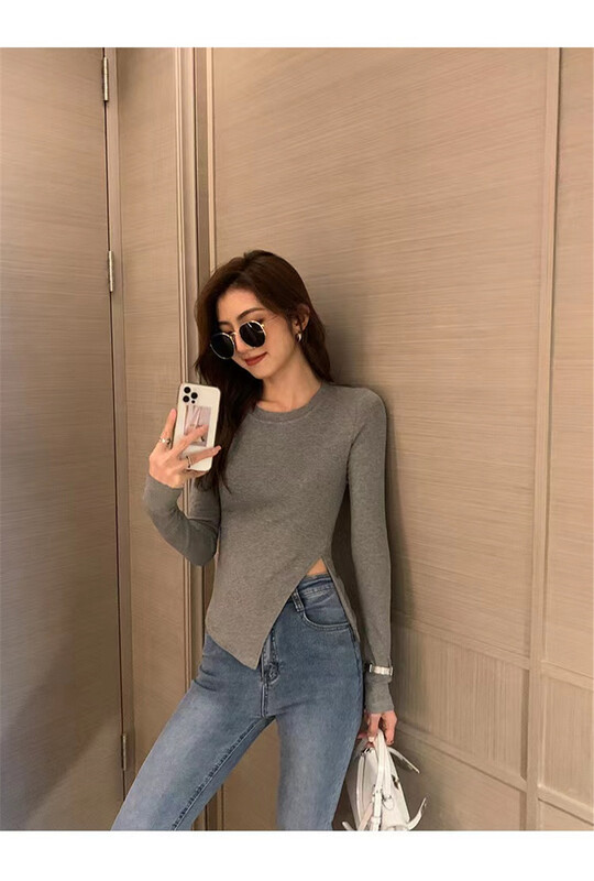 New year in early spring! [magic Qiqi] side split solid bottom shirt 1331# WW