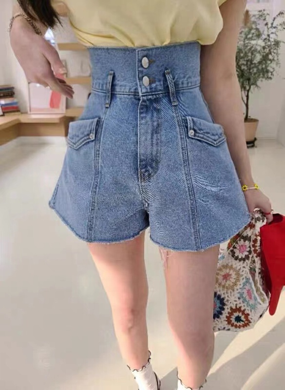 [x2 Fansi feather] high waist, slim and versatile denim shorts 6112# WTT