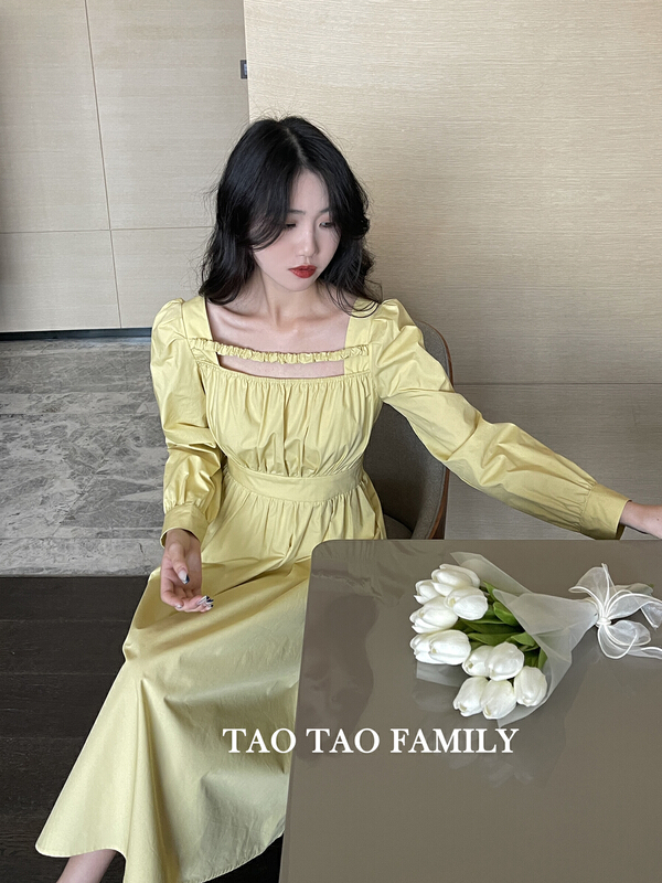 New year in early spring! [Taotao family] Korean style square neck versatile dress 3320# lwy