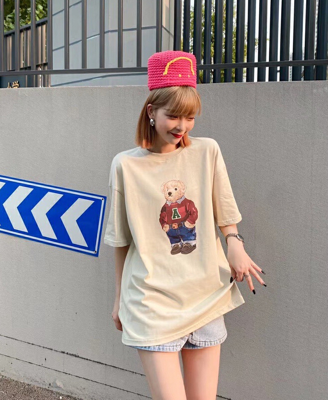 [G +] bear print Pullover short sleeve T-shirt 10029# WTT