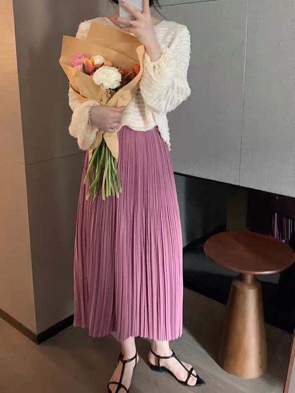 goods in stock! [spinach home] lady gentle wind pleated skirt 6943# HBx