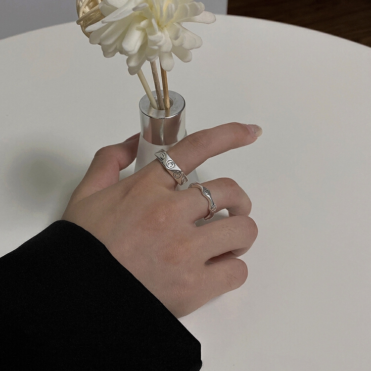 [inside] Korean retro irregular smiling face versatile ring j0270# zxl
